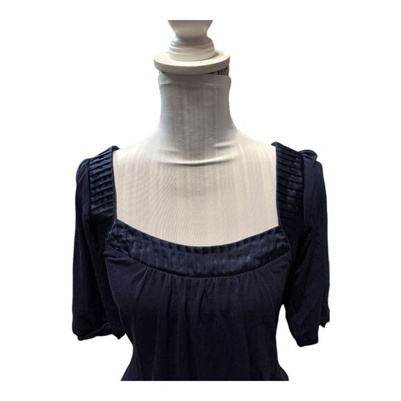 twentyone Navy Blue Blouse Top Satin Trim Size S - Picture 3 of 4